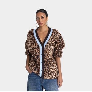 NWT KBB by KAHLANA Women's 'The Slouchy Cardigan' - Tan Leopard Print Size S,M,L